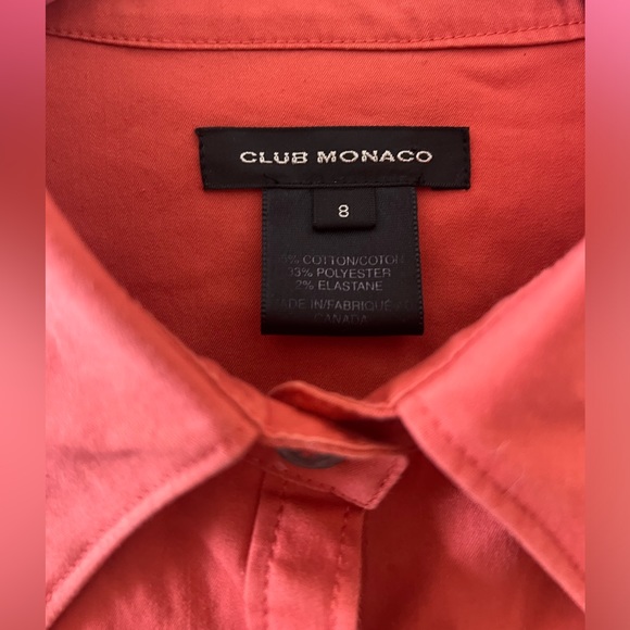 Club Monaco Peachy Orange Button Up Dress w/ a 3/4 Length Sleeves Size 8 or M/L - Picture 2 of 7